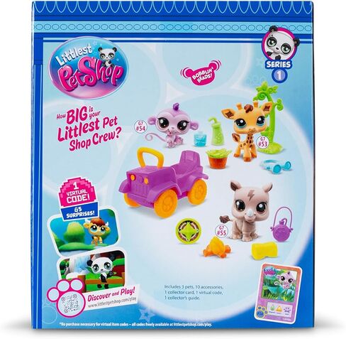 Littlest Pet Shop، Safari Play Pack - Gen 7، الحيوانات الأليفة #53، #54، #55، شكل رأس هزاز أصلي من LPS، لعبة حيوانات خيالية قابلة للتجميع، للأطفال والبنات والأولاد والأطفال والمراهقين من عمر 4 سنوات فما فوق in Kuwait