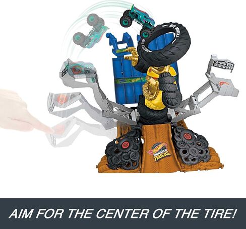 Hot Wheels Monster Trucks Arena Smashers Mega-Wrex vs. Crushzilla Takedown with 1:64 Scale Mega-Wrex Toy Truck and 6 Crushable Cars in Saudi Arabia