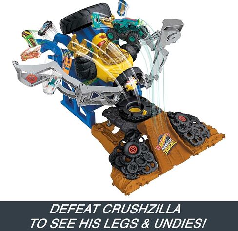 Hot Wheels Monster Trucks Arena Smashers Mega-Wrex vs. Crushzilla Takedown with 1:64 Scale Mega-Wrex Toy Truck and 6 Crushable Cars in Saudi Arabia