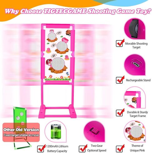 لعبة إطلاق النار المتحركة المطورة من TIGTECGAME للأولاد والبنات بعمر 5 6 7 8 9 10 11 12 عامًا تتضمن هدف إطلاق النار ومسدسين ناسفين و18 كرة إسفنجية - هدية عيد ميلاد مثالية للأطفال in Kuwait