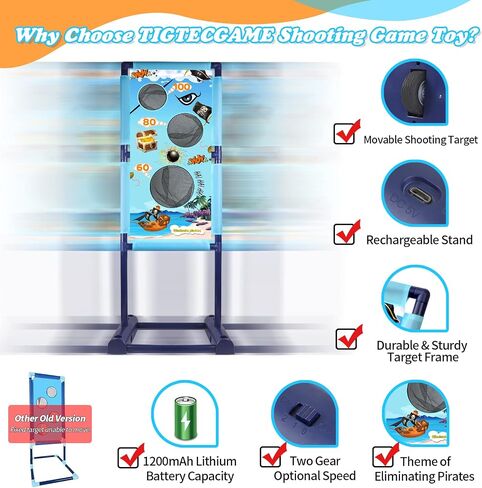 لعبة إطلاق النار المتحركة المطورة من TIGTECGAME للأولاد والبنات بعمر 5 6 7 8 9 10 11 12 عامًا تتضمن هدف إطلاق النار ومسدسين ناسفين و18 كرة إسفنجية - هدية عيد ميلاد مثالية للأطفال in Kuwait