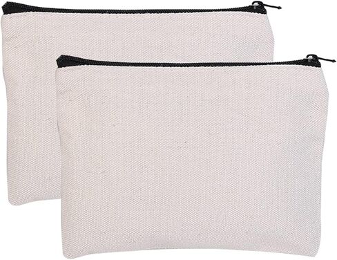 حقائب قماش ZUER، قطعتان مقلمة، حقائب مكياج فارغة، تستخدم لأقلام الرصاص والقلم والمال والأشغال اليدوية ومستحضرات التجميل، أبيض in Kuwait