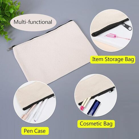 حقائب قماش ZUER، قطعتان مقلمة، حقائب مكياج فارغة، تستخدم لأقلام الرصاص والقلم والمال والأشغال اليدوية ومستحضرات التجميل، أبيض in Kuwait