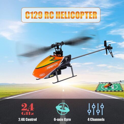 طائرة هليكوبتر GoolRC C129 RC للبالغين والأطفال، 4 قنوات 2.4 جيجا هرتز للتحكم عن بعد مع جيروسكوب 6 محاور، طائرة RC بدون طيار مع تثبيت الارتفاع، وسادة هبوط وبطاريتين (برتقالي) in Saudi Arabia