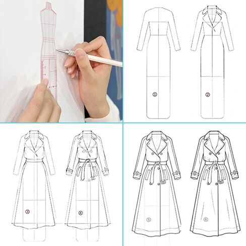 4 Models Fashion Illustration Rulers, Fashion Sketching Templates Ruler, Fashion Sketching Ruler Sewing Humanoid Patterns Design, Clothing Measuring French Curve Rulers A4 Pattern Paper Draft Drawings in Saudi Arabia