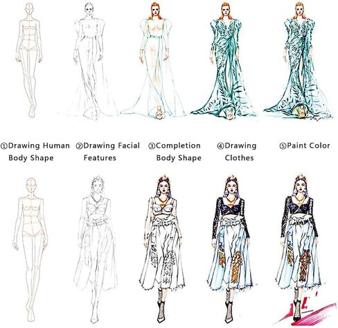 4 Models Fashion Illustration Rulers, Fashion Sketching Templates Ruler, Fashion Sketching Ruler Sewing Humanoid Patterns Design, Clothing Measuring French Curve Rulers A4 Pattern Paper Draft Drawings in Saudi Arabia