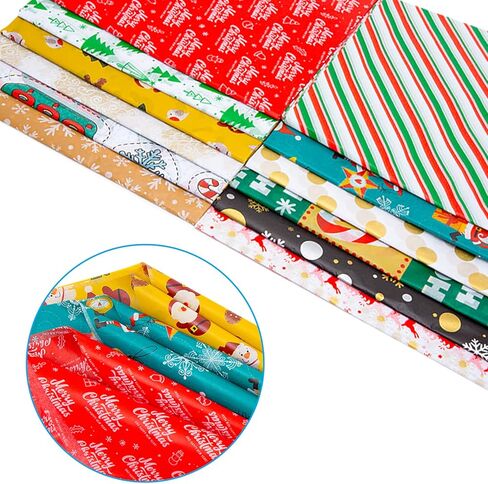 jroyjoy عيد الميلاد المناديل الورقية 12 لونا 120 ورقة 19.7 "× 19.7" عطلة هدية التفاف المناديل الورقية لعيد الميلاد صناديق الهدايا أكياس عيد الميلاد هدية ورق التغليف لزجاجات النبيذ هدية المناديل الورقية in Kuwait