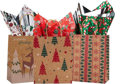 JOYIN 150 Sheets Tissue Paper Assortement Classic Christmas Design, Holiday Gift Wrap Paper, Accessory for Gift Boxes, Gift Wrapping Bags and Wine Bottles in Saudi Arabia