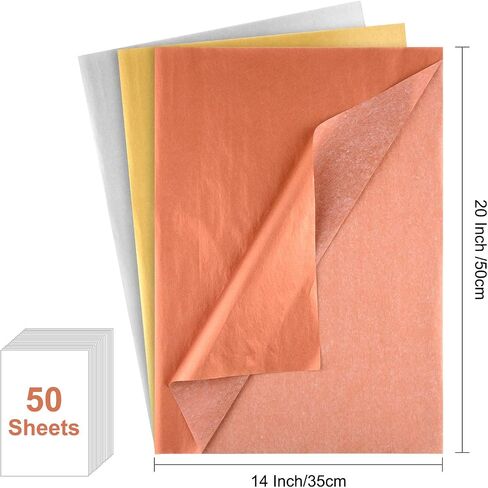 MIAHART 50 Sheets Tissue Paper Bulk 20X14 Inch Metallic Gift Wrap Paper Gift Wrapping Accessory Wrap for Wedding Birthday Party Favor Decor DIY Fringes Shredded Fill Confetti (Mix Color) in Kuwait