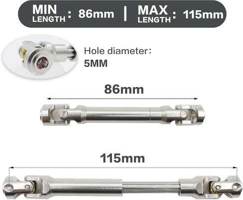 Drive Shaft Stainless Steel Heavy-Duty Driveshafts for 1/10 RC Car Crawler Axial SCX10 90046 AXI03007 TRX4 Redcat Gen8(60-75mm) in Saudi Arabia