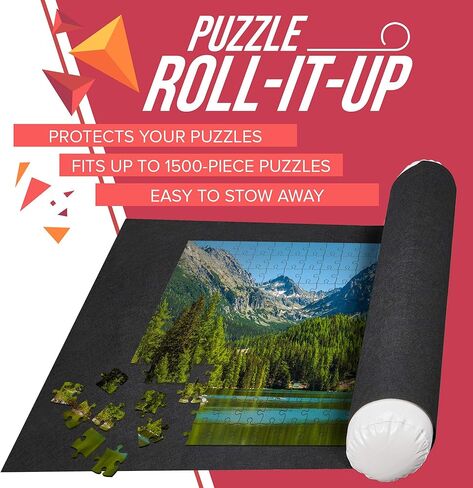 بساط ألغاز ملعب نيسي - تخزين ونقل ألغاز الصور المقطوعة لما يصل إلى 1500 قطعة - بساط لباد مقاس 46 بوصة × 26 بوصة، وأنبوب قابل للنفخ، و3 مثبتات مرنة، تصميم جديد محسن مع 3 أشرطة مطاطية in Kuwait