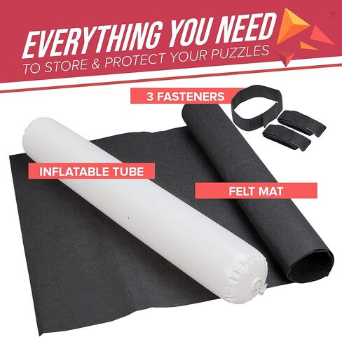 بساط ألغاز ملعب نيسي - تخزين ونقل ألغاز الصور المقطوعة لما يصل إلى 1500 قطعة - بساط لباد مقاس 46 بوصة × 26 بوصة، وأنبوب قابل للنفخ، و3 مثبتات مرنة، تصميم جديد محسن مع 3 أشرطة مطاطية in Kuwait