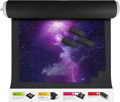 بساط ألغاز ملعب نيسي - تخزين ونقل ألغاز الصور المقطوعة لما يصل إلى 1500 قطعة - بساط لباد مقاس 46 بوصة × 26 بوصة، وأنبوب قابل للنفخ، و3 مثبتات مرنة، تصميم جديد محسن مع 3 أشرطة مطاطية in Kuwait