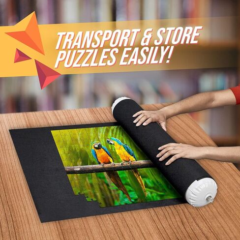 بساط ألغاز ملعب نيسي - تخزين ونقل ألغاز الصور المقطوعة لما يصل إلى 1500 قطعة - بساط لباد مقاس 46 بوصة × 26 بوصة، وأنبوب قابل للنفخ، و3 مثبتات مرنة، تصميم جديد محسن مع 3 أشرطة مطاطية in Kuwait