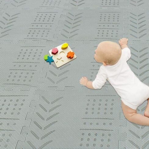 qqpp EVA Rubber 18 Tiles Interlocking Puzzle Foam Floor Mats - Baby Play Mat for Playing | Exercise Mat for Home Workout. Brown. QC-Fb18N in Kuwait