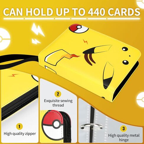 حافظة بطاقات التداول لبطاقات TCG ذات 4 جيوب و440 جيبًا حامل بطاقات التداول مع أكمام قابلة للإزالة، هدايا للأطفال والأطفال in Kuwait