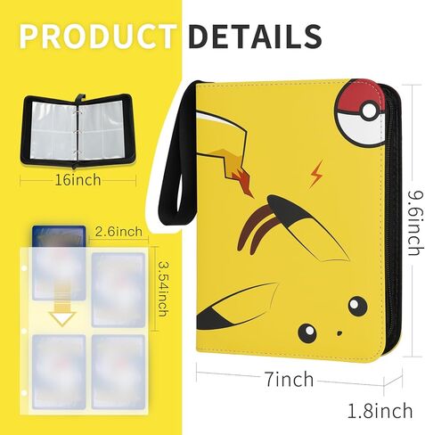 حافظة بطاقات التداول لبطاقات TCG ذات 4 جيوب و440 جيبًا حامل بطاقات التداول مع أكمام قابلة للإزالة، هدايا للأطفال والأطفال in Kuwait