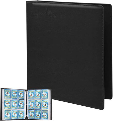 Trading Card Binder 9 Pocket 500+ Cards Pack, Card Sleeves 540 Pockets Cards Album Cards Folder Large for Game TCG Baseball Football Basketball Hockey Sports, Black Leather in Kuwait