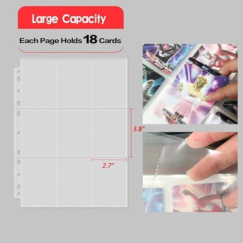 Trading Card Binder 9 Pocket 500+ Cards Pack, Card Sleeves 540 Pockets Cards Album Cards Folder Large for Game TCG Baseball Football Basketball Hockey Sports, Black Leather in Kuwait