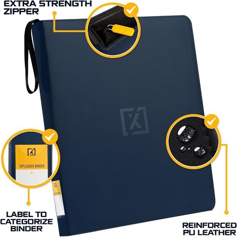 X PRO Toploader Binder | يحمل 252 محمل علوي | 20 محمل علوي متضمن | مجلد تحميل علوي ذو 9 جيوب | جيوب مزدوجة الجوانب بدون حلقات | مجلدات محمل علوي لـ TCG والرياضة | مساحة تخزين ممتازة مع اللودر العلوي in Kuwait