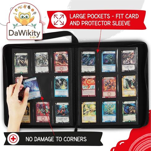 Trading Card Binder - 9-Pocket Storage Album For Trading Cards - Quality Stitched Card Binder Sleeves, Side-Loading Pockets, Durable Zipper - 60 Pages Holds 540 Cards - 13x11x2" (Black) in Kuwait