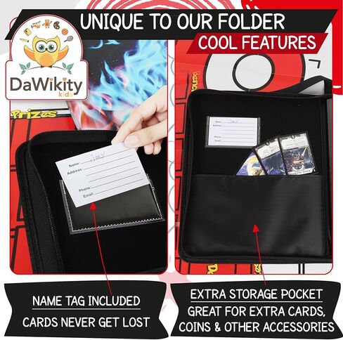 Trading Card Binder - 9-Pocket Storage Album For Trading Cards - Quality Stitched Card Binder Sleeves, Side-Loading Pockets, Durable Zipper - 60 Pages Holds 540 Cards - 13x11x2" (Black) in Kuwait