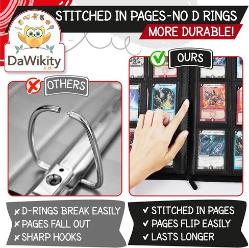 Trading Card Binder - 9-Pocket Storage Album For Trading Cards - Quality Stitched Card Binder Sleeves, Side-Loading Pockets, Durable Zipper - 60 Pages Holds 540 Cards - 13x11x2" (Black) in Kuwait