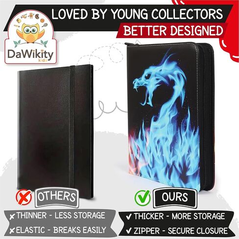 Trading Card Binder - 9-Pocket Storage Album For Trading Cards - Quality Stitched Card Binder Sleeves, Side-Loading Pockets, Durable Zipper - 60 Pages Holds 540 Cards - 13x11x2" (Black) in Kuwait