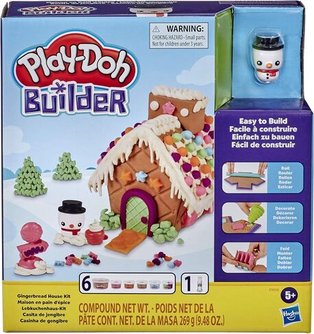 Play-Doh Builder Gingerbread House Toy Building Kit for Kids 5 Years and Up with 6 Non-Toxic Play-Doh Colors - Easy to Build DIY Craft Set (Amazon Exclusive) in Saudi Arabia