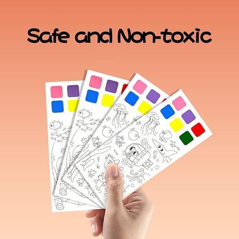 مجموعة 4 كتب رسم بالألوان المائية للجيب للأطفال، مجموعة علامات مرجعية للطلاء بالألوان المائية، مجلات يدوية للسفر بألوان مائية، جيب للسفر بألوان مائية لتخزين الكتب وهدايا للأطفال in Kuwait