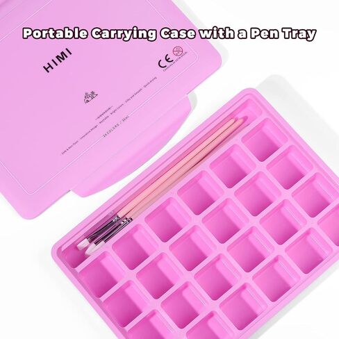 HIMI Gouache Paint Set, 24 Colors x 30ml Unique Jelly Cup Design with 3 Paint Brushes and a Palette in a Carrying Case, Non-Toxic Gouache Paint Perfect for Artists, Students(Green) in Kuwait