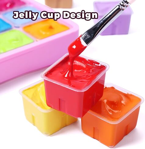 HIMI Gouache Paint Set, 24 Colors x 30ml Unique Jelly Cup Design with 3 Paint Brushes and a Palette in a Carrying Case, Non-Toxic Gouache Paint Perfect for Artists, Students(Green) in Kuwait