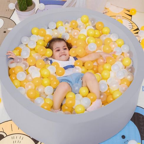 Foam Ball Pit for Toddlers 35.4 x 11.8 inch Soft Round Baby Ball Pit for Babies Playroom and Indoor Outdoor, Baby Playpen Ball Pool Ball Pit of Ideal Gift for Children - Grey in Kuwait