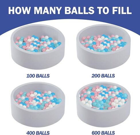 Foam Ball Pit for Toddlers 35.4 x 11.8 inch Soft Round Baby Ball Pit for Babies Playroom and Indoor Outdoor, Baby Playpen Ball Pool Ball Pit of Ideal Gift for Children - Grey in Kuwait
