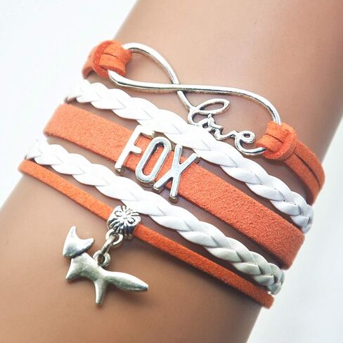 HHHbeauty Fox Bracelet Jewelry - Leather Infinity Love Fox Gifts Fox Jewelry Bracelet Gifts For Women, Girls, Men, Boys, Fox Lover Popular Infinity Love Charm, Fox Lover Gifts in Kuwait