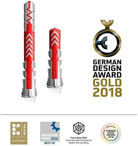 fischer DuoPower 1/4" x 1-3/16", Powerful Universal Plug with Intelligent 2-Component Technology for fastenings in Concrete, Bricks, Gypsum plasterboard, chipboard, etc., 100 Plugs Without Screws in Saudi Arabia