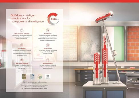 fischer DuoPower 1/4" x 1-3/16", Powerful Universal Plug with Intelligent 2-Component Technology for fastenings in Concrete, Bricks, Gypsum plasterboard, chipboard, etc., 100 Plugs Without Screws in Saudi Arabia