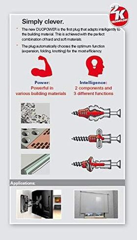 fischer DuoPower 5/16" x 1-5/8", Powerful Universal Plug with Intelligent 2-Component Technology for fastenings in Concrete, Bricks, Stone, Gypsum plasterboard, etc., 100 Plugs Without Screws in Saudi Arabia