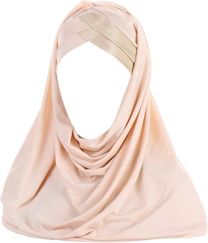 Glitter Muslim Turban Hijab Cap Long Hejab One Piece Islamic Head Scarves Shawl Wrap for Women Girls in Kuwait