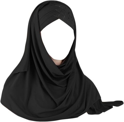 غطاء عمامة إسلامية لامعة للحجاب طويل حجاب قطعة واحدة من وشاح الرأس الإسلامي شال لف للنساء والفتيات in Saudi Arabia