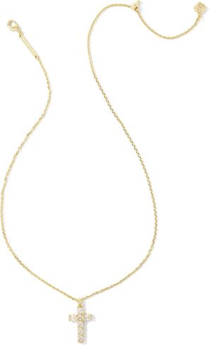قلادة جرايسي كروس للنساء من كيندرا سكوت، قلادة قصيرة باللون الذهبي والأبيض والكريستال مقاس واحد in Kuwait