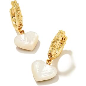 Kendra Scott Women's Penny Heart Huggie Earrings Gold Ivory Mother Of Pearl One Size in Kuwait