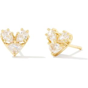 Kendra Scott Women's Katy Heart Stud Earrings Gold White CZ One size in Saudi Arabia