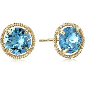 Amazon Collection 10k Gold Made with Infinite Elements Imported Crystal Birthstone Stud Earrings