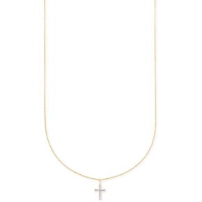 Kendra Scott White Diamond Cross Pendant Necklace in 14k Gold, Fine Jewelry for Women