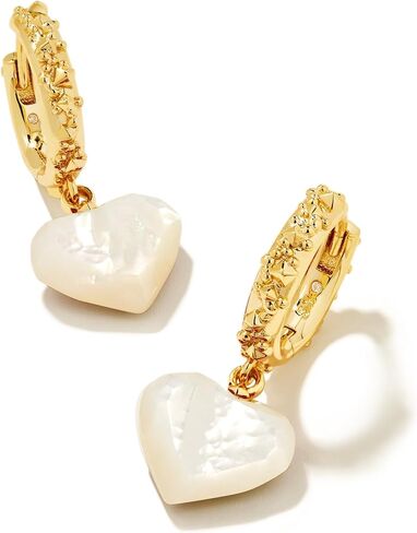 أقراط Kendra Scott Penny Heart Huggie للسيدات من عرق اللؤلؤ الذهبي العاجي مقاس واحد in Saudi Arabia