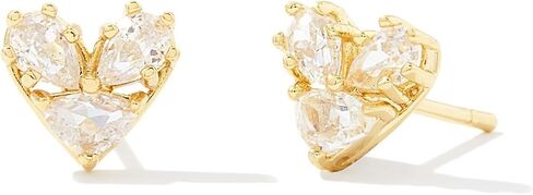 Kendra Scott Women's Katy Heart Stud Earrings Gold White CZ One size in Saudi Arabia