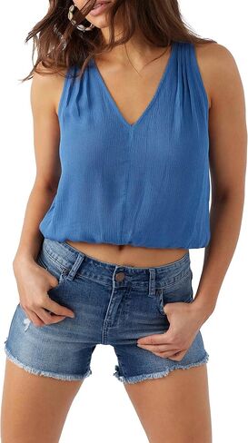 O'NEILL Women's Lainie Tank Top - Casual Summer Tanks for Women with V-Neckline - Skim Length Sleeveless Top in Saudi Arabia