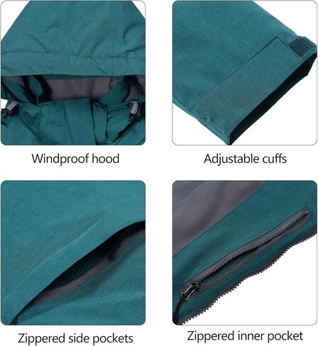 سترة Little Donkey Andy النسائية المقاومة للماء للتزلج على الجليد، معطف دافئ مقاوم للرياح مع غطاء رأس قابل للفصل in Kuwait