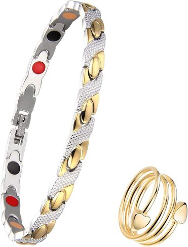 أساور مغناطيسية من BioMag حلقات نحاسية للنساء من التيتانيوم الصلب 4 عناصر سوار مغناطيسي مع أداة إزالة in Kuwait